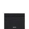 Mixed-texture card holder with logo trim