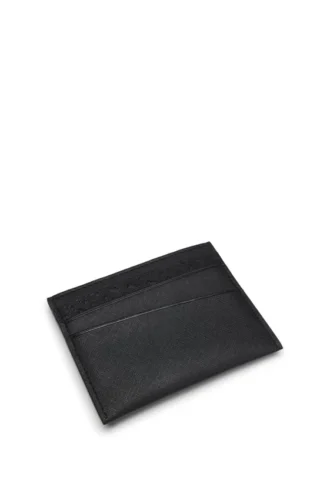 Mixed-texture card holder with logo trim