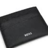 Mixed-texture card holder with logo trim