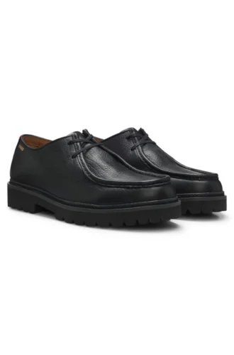Moccasin-inspired Derby shoes in tumbled leather Moccasin-inspired Derby shoes in tumbled leather