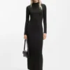 Mock-neck dress in stretch jersey