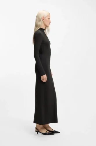 Mock-neck dress in stretch jersey