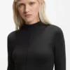 Mock-neck dress in stretch jersey