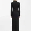 Mock-neck dress in stretch jersey