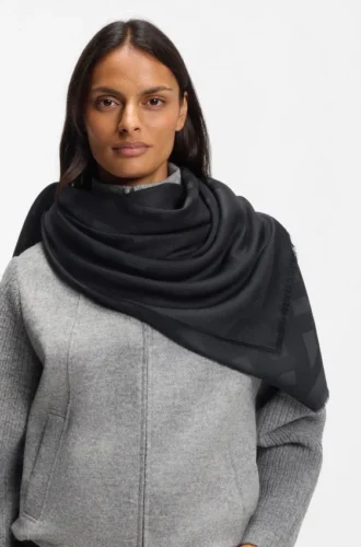 Modal-wool scarf with monograms