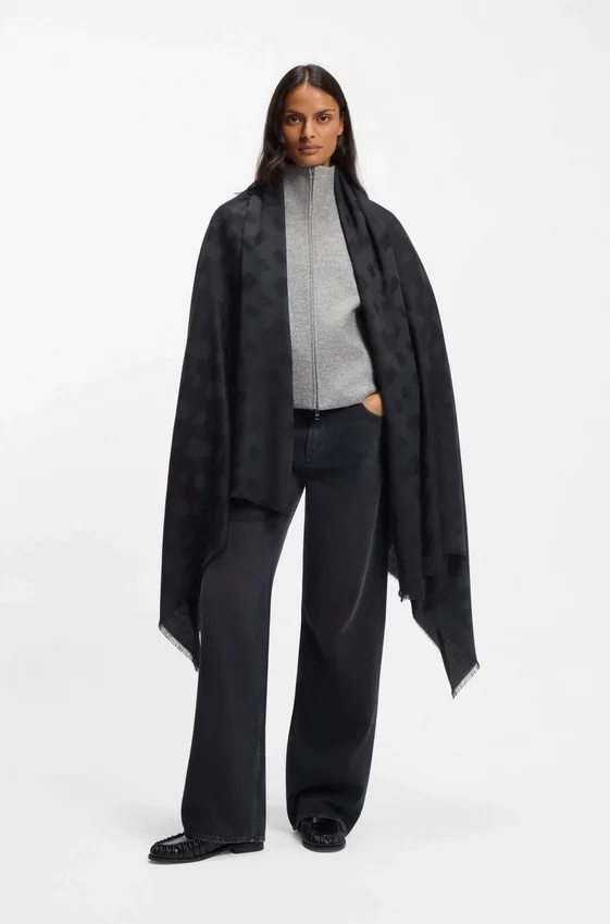 Modal-wool scarf with monograms Modal-wool scarf with monograms