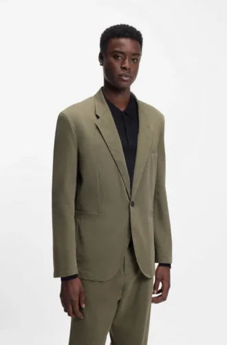 Modern-fit jacket in cotton-blend twill