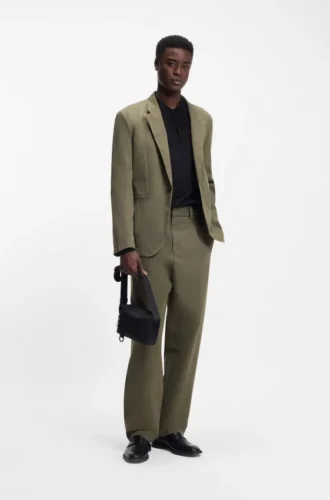 Modern-fit jacket in cotton-blend twill