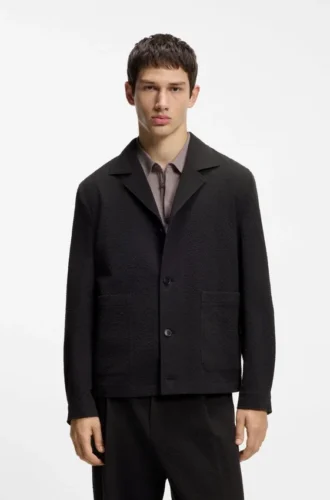 Modern-fit jacket in stretch-cotton seersucker Modern-fit jacket in stretch-cotton seersucker