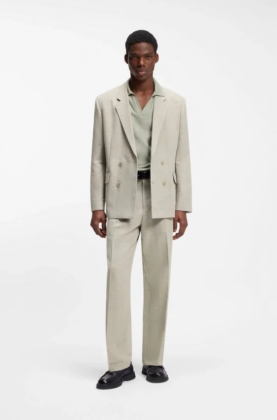 Modern-fit jacket with herringbone weave Modern-fit jacket with herringbone weave