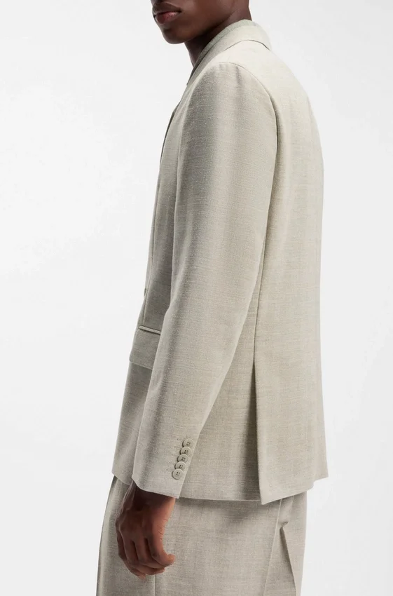 Modern-fit jacket with herringbone weave Modern-fit jacket with herringbone weave