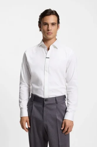 Modern-fit shirt in stretch cotton