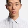 Modern-fit shirt in striped cotton