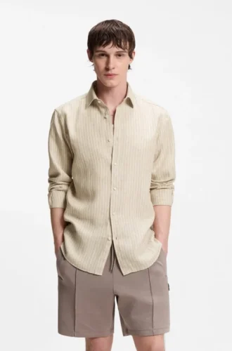 Modern-fit shirt in striped linen