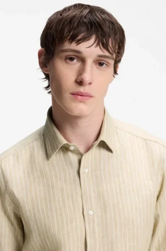 Modern-fit shirt in striped linen