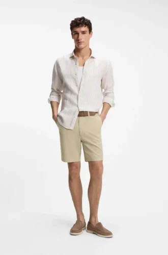 Modern-fit shorts in stretch-cotton twill