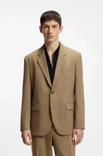 Modern-fit suit jacket in performance-stretch twill