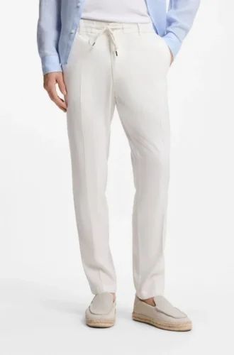 Modern-fit trousers in a linen blend