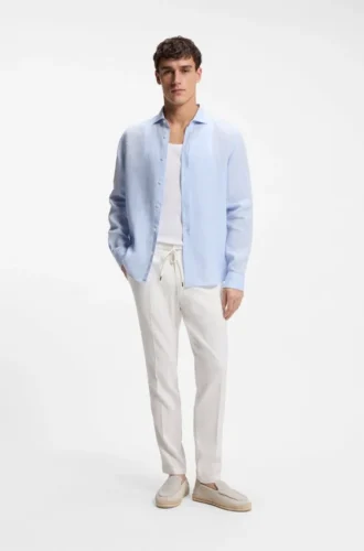 Modern-fit trousers in a linen blend