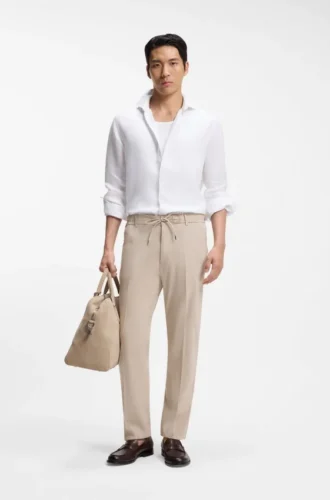 Modern-fit trousers in a linen blend