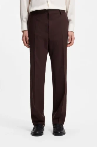 Modern-fit trousers in wool-blend poplin