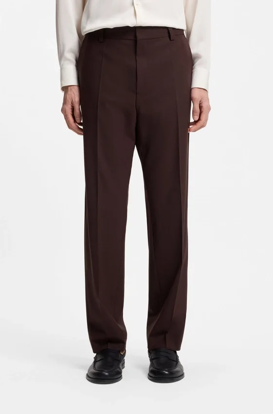 Modern-fit trousers in wool-blend poplin Modern-fit trousers in wool-blend poplin