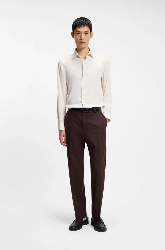 Modern-fit trousers in wool-blend poplin Modern-fit trousers in wool-blend poplin