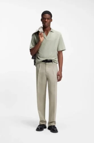 Modern-fit trousers with herringbone weave
