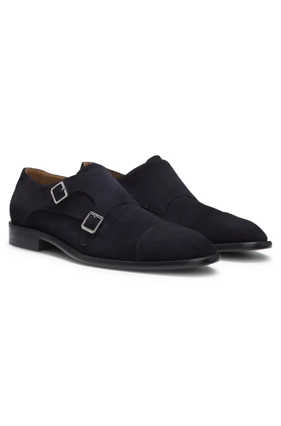 Monk shoes in suede with double strap Monk shoes in suede with double strap