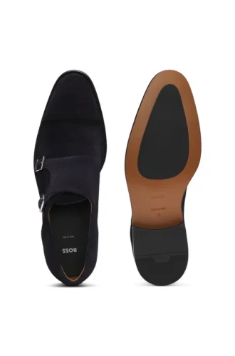 Monk shoes in suede with double strap