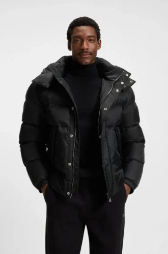 Monogram-jacquard jacket with water-repellent finish