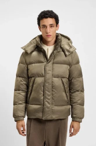 Monogram-jacquard jacket with water-repellent finish