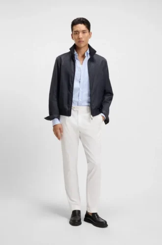Monogram-jacquard jacket with water-repellent finish