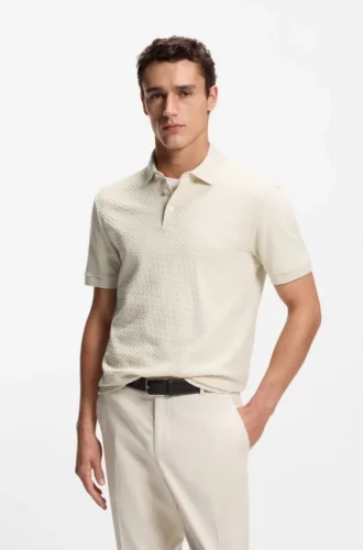 Monogram-jacquard polo shirt in cotton