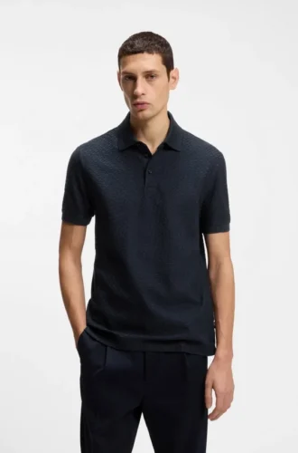 Monogram-jacquard polo shirt in cotton