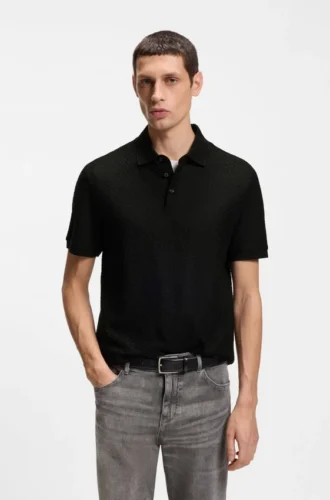 Monogram-jacquard polo shirt in cotton