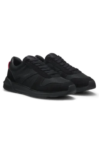 Monogram-jacquard sneakers with faux-suede trim