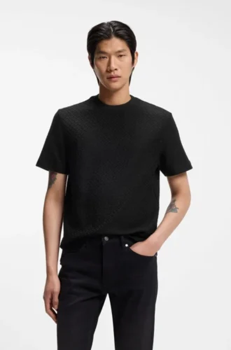 Monogram-jacquard T-shirt in mercerised cotton