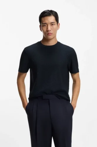 Monogram-jacquard T-shirt in mercerised cotton