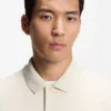 Monogram-placket polo shirt in a cotton blend