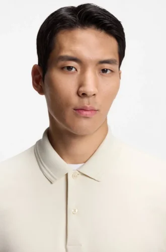 Monogram-placket polo shirt in a cotton blend