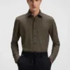 Monogram-print slim-fit shirt in stretch cotton