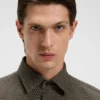Monogram-print slim-fit shirt in stretch cotton