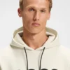 Moulded-logo hoodie in a cotton blend