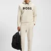 Moulded-logo hoodie in a cotton blend