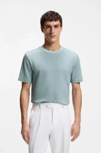 Mouline T-shirt in cotton, linen and silk