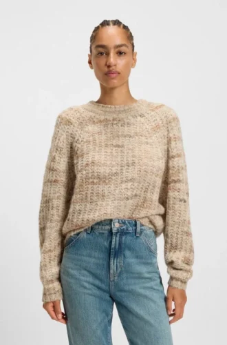 Multicoloured-yarn sweater in an alpaca blend