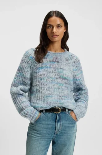 Multicoloured-yarn sweater in an alpaca blend