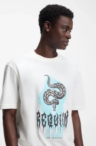 Music-artwork T-shirt in cotton jersey