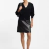 Nappa-leather skirt with front seam